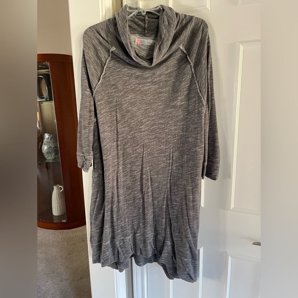 Gray Cowl Neck Tunic Top